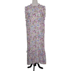 Emma & Michele Floral Maxi Dress Womens Size XL Purple Chiffon Sleeveless Lined